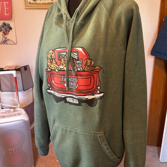 Twisted Fork Dogs in Red Truck Sweatshirt - Red and Green - Picture 3 of 6